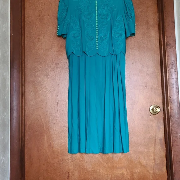Vintage 1990s turquoise dress - Picture 3 of 8
